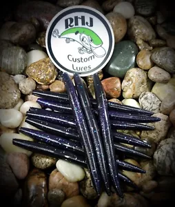 Senko 5" Black & Purple Blue Swirl 10Pk RHJ Custom Lures - Picture 1 of 10