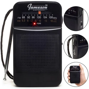 *OPEN BOX* Jameson Electronics AM/FM Pocket Portable Battery Operated Radio-BLK - Picture 1 of 6