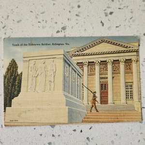Vintage Leinen Postkarte Arlington Virginia Grab eines unbekannten Soldaten VA - Bild 1 von 3