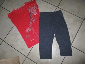 Super Schlaf Anzug Shorty Gr. 170/176 rot blau Giraffe neuwertig - Bild 1 von 3