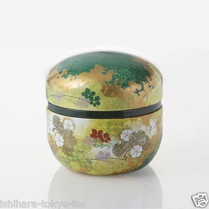 Hanazoroe : Steel Tea Caddy Can (S) for 100g leaf - Japanese Traditional Design - Picture 1 of 4