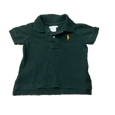 Polo Ralph Lauren Boys Green Polo SHIRT SHORT SLEEVE Size 9 Months VG - Image 1 of 2