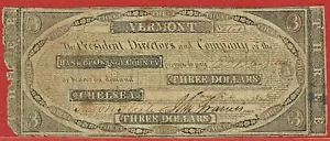 BANCO DEL CONDADO NARANJA CHELSEA DE COLECCIÓN $3.00 4.1.1845 EN MUY BUEN ESTADO (ESCASO) - Imagen 1 de 2