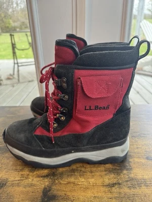 L.L. Botas de nieve Bean rojas y negras de gamuza con cordones talla 7 (niños) 8,5 (mujer’s) Foto 1 de 4