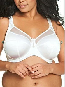 Goddess Keira Bra White Plus Sz 36M Underwire Banded Full All Day Support V-Neck - Picture 1 of 7