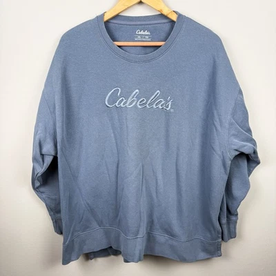 Cabela’s Sweatshirt Mens 2XL Regular Blue Fleece Pullover Spellout Logo - Image 1 of 3