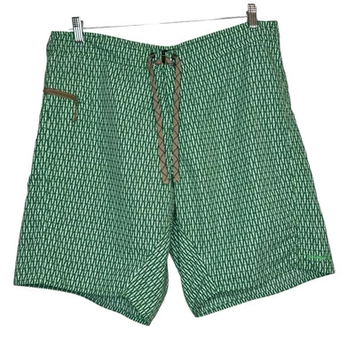 Patagonia Swim Trunks Mens 38 Green White Golf Tee Drawstring Board Shorts Beach - Image 1 of 4