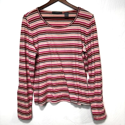 Camiseta a Rayas Liz Claiborne Manga Larga Colorida Informal Pullover Años 90 Y2K Mujeres Foto 1 de 4