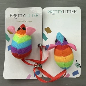 Bonita camada arco iris ratón gato juguete con cola de campana cantidad 2 - Imagen 1 de 5