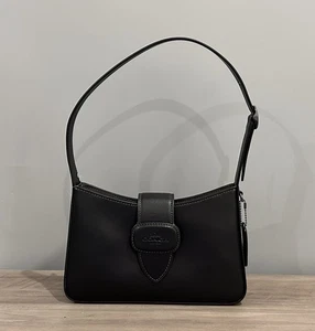 COACH CAA92 Eliza Shoulder Bag With Zipper Closure Refined Leather Black - Picture 1 of 14