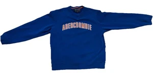 Felpa vintage blu e arancione Abercrombie & Fitch Spell Out ricamata med - Foto 1 di 7