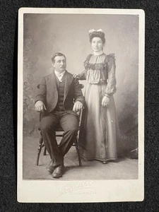 Columbus Kansas KS Man And Woman Couple Cherokee Co. Antique Cabinet Photo - Picture 1 of 2