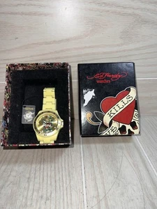 Ed Hardy Watch Love Kills Slowly VP2-YL Yellow With Box - Picture 1 of 5