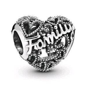 Pandora Moments 925 Sterling Silver Family Heart Charm #798571C00 S925ale - Picture 1 of 4