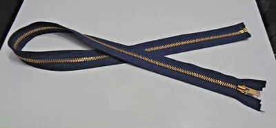 30 inch Navy Blue & Yellow Brass Metal #5Y YKK Zipper Separating New - Image 1 of 2