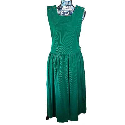 Vestido Jersey Fenwick Vintage Verde Kelly Cintura Caída Talla 16 Midi Años 80 Años 90 Foto 1 de 4