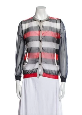 Женская блузка Marni красный цветной блок нейлон США 2 IT 38 рукав 3/4 на пуговицах спереди - Изображение 1 из 3