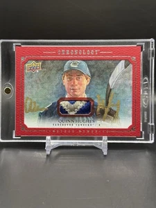 2019 UD Chronology Quinn Hughes Rookie Patch Auto Red /35 Timeless Memories RPA - Picture 1 of 2