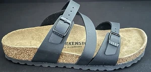 Birkenstock Black Faux Leather Salina Birko Flor Sandals Women Sz 38eu 7-7.5us - Picture 1 of 5