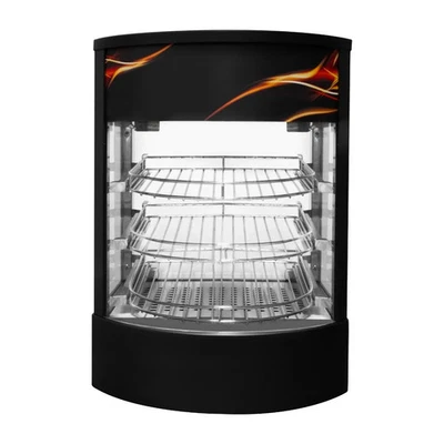 Hot Pizza Warmer Countertop Display Cabinet Commercial Heated Glass Pie Food - Image 1 of 4