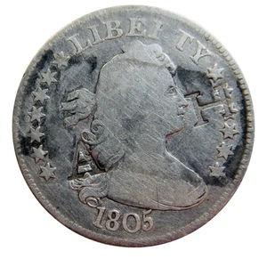 Draped bust quarter dollar 1805 better grade counterstamp A H - Picture 1 of 2