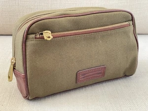 Ben Minkoff Braun Leder & Oliv Canvas Dopp Kit / Kulturbeutel - Bild 1 von 6