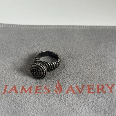 Anillo retirado James Avery plata esterlina 925 remolino dotte abovedado talla 4,75 Foto 1 de 4