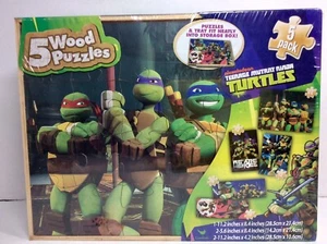 Nickelodean Teenage Ninja Turtles 5 Pack Wood Puzzles, Cardinal Industries - Picture 1 of 11
