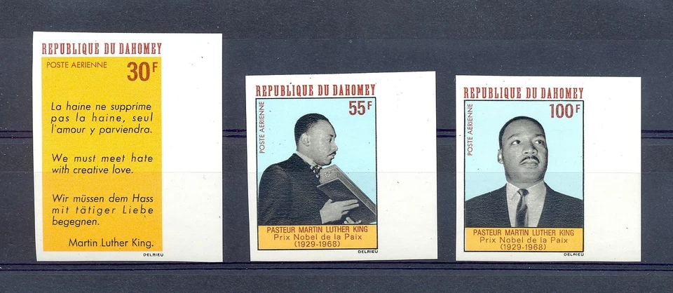 FRANCE COLONY  DAHOMEY 1968  MI# 346/48  U  IMPERF.  ** MNH MARTIN LUTHER KING - Image 1 of 1