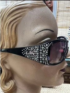 Vintage Dolce & Gabbana BLACK Heavy Rhinestone Sunglasses DG 8041-B - Picture 1 of 10