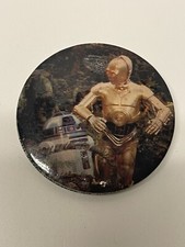 Vintage 1983 Star Wars Return Of The Jedi C-3PO R2D2 2.25" Photo Pin-Back Button