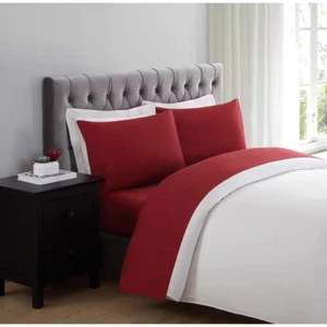Red 3-Piece Solid 180 Thread Count Microfiber Twin XL Sheet Set - Picture 1 of 3
