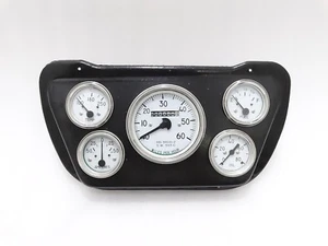 COMPLETE WHITE FACE SPEEDOMETER MOUNTING BLACK PLATE FOR NEW WILLYS JEEP #G441 - Picture 1 of 7