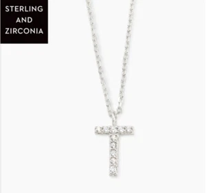 💎Collar inicial cristal piedra táctil plata esterlina circonitas 15-18” nuevo estado - Imagen 1 de 1