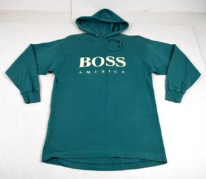 Vintage Hugo Boss Hooded Shirt Size M 90s Pine Green Boss America Made USA - Picture 1 of 9