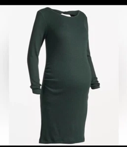 Old Navy Maternity Long-Sleeve Cutout-Back Rib-Knit Dress Black XL - Picture 1 of 4