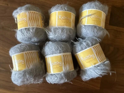 Lot of 6 Knitting Fuzzy Fur Yarn Balls, 0.4 oz/65 yds Gray Blue by DGI LLC - Image 1 of 4