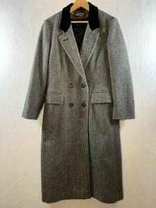 Vintage Worumbo 100 % Wolle Tweed Damen Mantel Samtkragen englische Landschaft USA - Bild 1 von 20