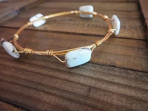 Made in USA Designer inspirierter Armreif Armband mit 24 KT GP Draht Edelsteinen 79 $ - Bild 1 von 6