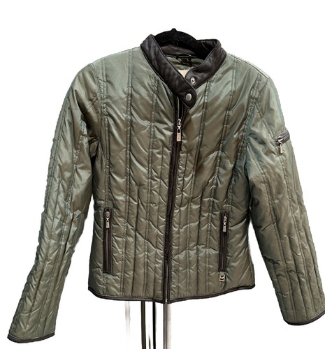 Piumino Cappotto Michael Kors Moto Verde Oliva Con Finitura Finta XS