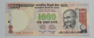 2000 INDIA First 1000 RUPEES SOLID 7 UNC【P-94b】With Letter A - Picture 1 of 6