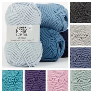 Drops Merino Extra Fine - Double Knitting Wool - Superwashed Soft DK Yarn 50gr - Picture 1 of 40