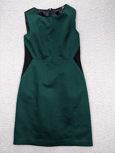 Elie Tahari Womens 6 Black Green Panel Sleeveless Pencil Dress Round Neck - Picture 1 of 8