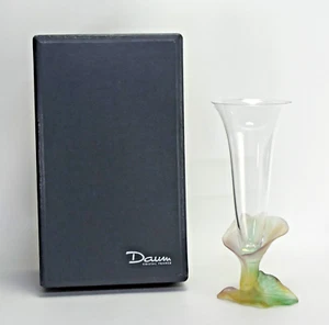French Daum Crystal Lily Vase Pate de Verre Signed Vintage Art Glass - Picture 1 of 13