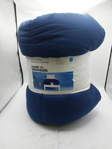 Room Essentials Faux Shearling Sherpa Microfiber Comforter Twin/ Twin XL Navy - Picture 1 of 5