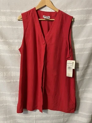 Camisa Alfred Dunner Roja Amapola 100 Seda Sin Mangas Botones Mujer Talla 14 30.00 Foto 1 de 3