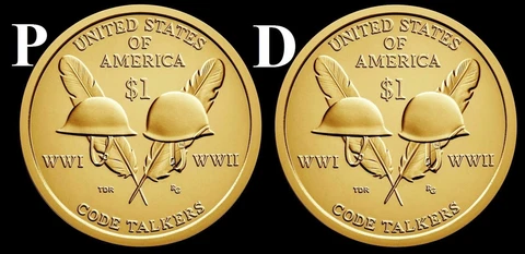 2016 P&D Sacagawea Native American Dollars "BU" Mint (2 Coin Set) Code Talker! Cover