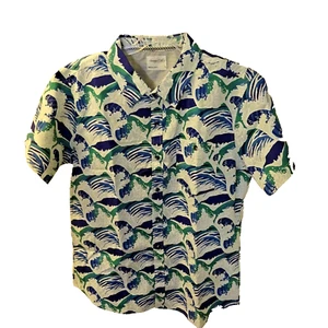 Pre-Loved Sovereign Code Lg Ocean Wave Tropical Men's Casual Button Down Shirt - Picture 1 of 8
