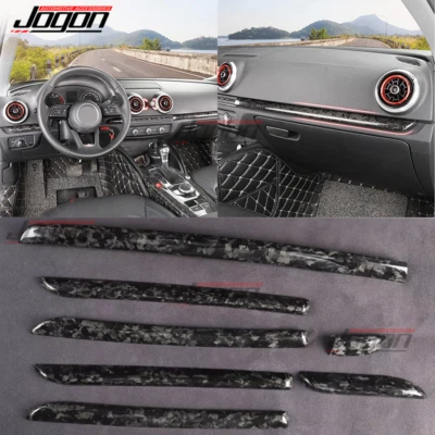 Forged Carbon Interior Door Console Dash Trim Strip For Audi A3 S3 RS3 2014-2019 - Image 1 of 4
