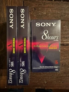 NEW 📼 Sony 8 hrs Blank VHS T-160VE EP Mode Tapes Premium Grade 3-PACK - Picture 1 of 1